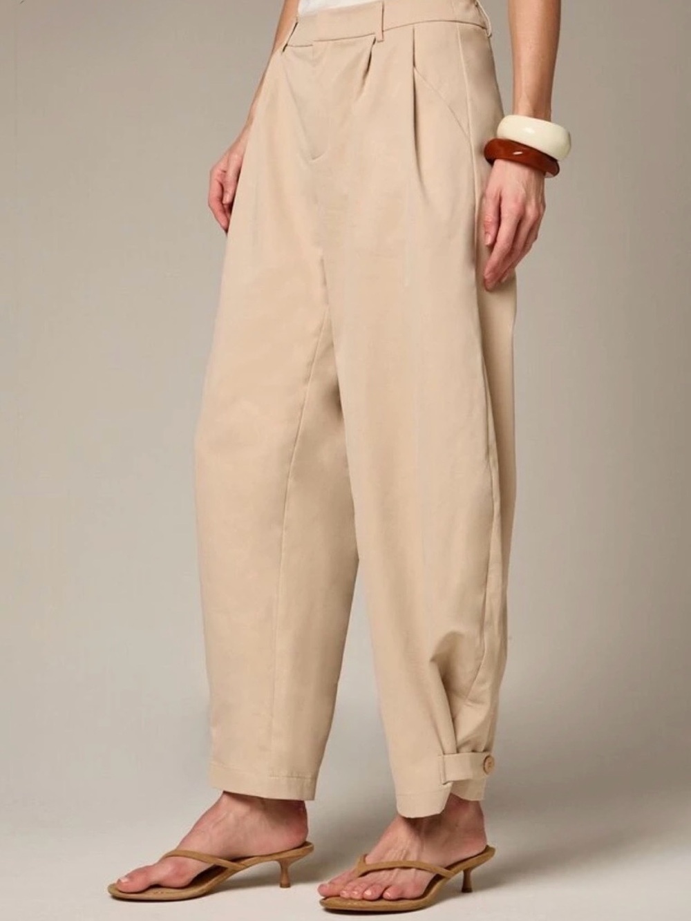 Wide-Leg High-Waist Beige Trousers for Women